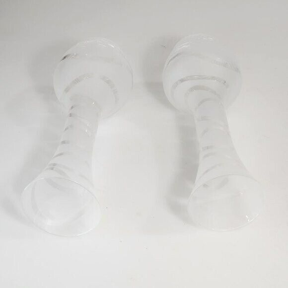 Set‎ of Two Vintage Matte Crackle Glass Vase - Picture 6 of 12